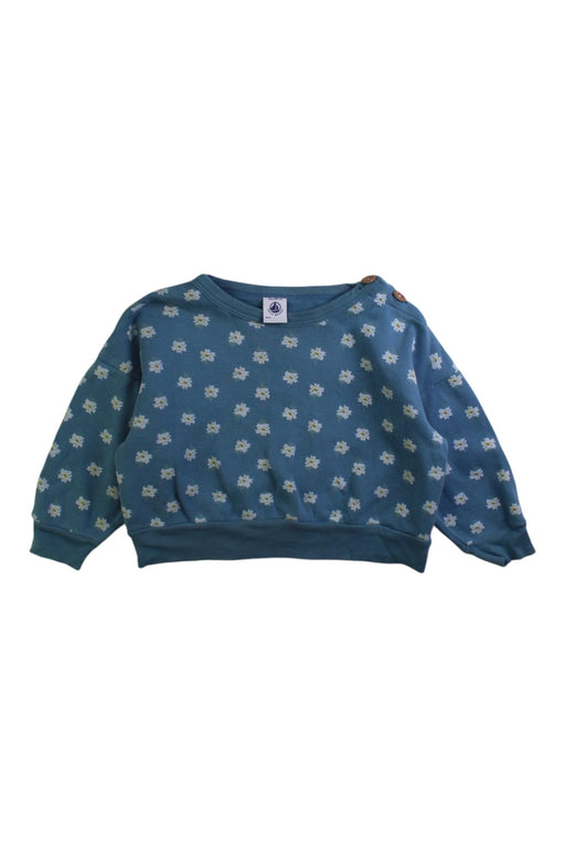 A Blue Crewneck Sweatshirts from Petit Bateau in size 12-18M for girl. (Front View)