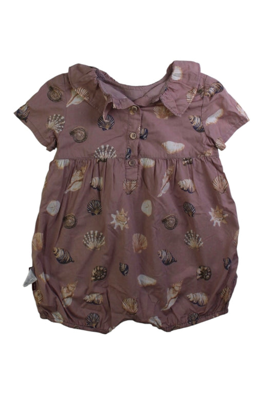 A Pink Short Sleeve Rompers from Milkbarn in size 12-18M for girl. (Front View)