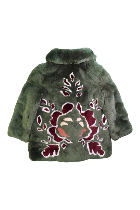 A Green Coats from Yves Salomon in size 6T for girl. (Back View)