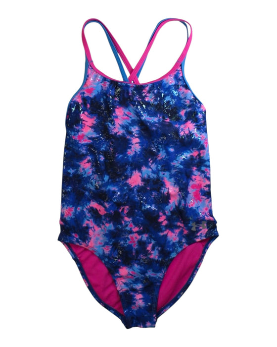 A Blue Swimsuits from Under Armour in size 12Y for girl. (Front View)