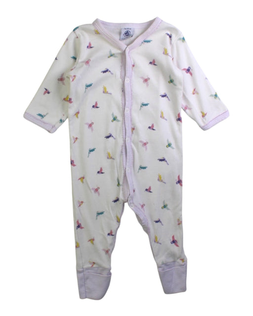 A White Onesies from Petit Bateau in size 0-3M for girl. (Front View)