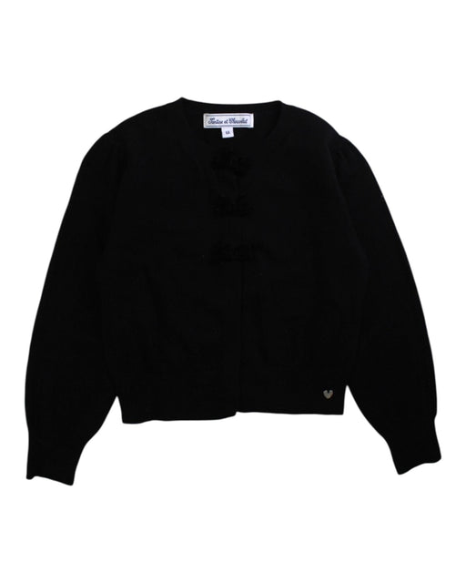 A Black Cardigans from Tartine et Chocolat in size 6T for girl. (Front View)