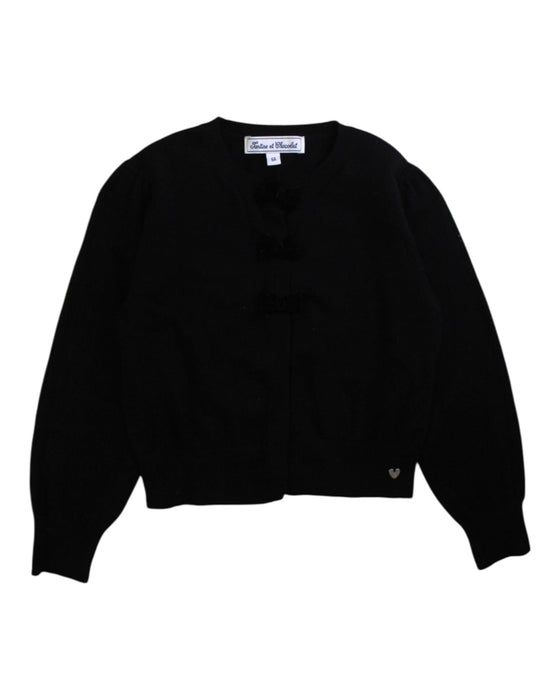A Black Cardigans from Tartine et Chocolat in size 6T for girl. (Front View)
