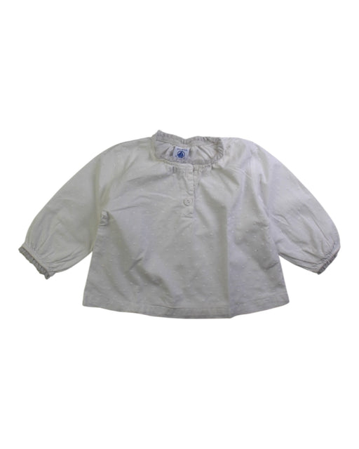 A White Long Sleeve Shirts from Petit Bateau in size 3-6M for girl. (Front View)