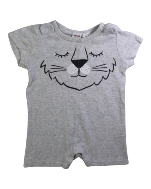 A Grey Short Sleeve Rompers from Seed in size 3-6M for neutral. (Front View)