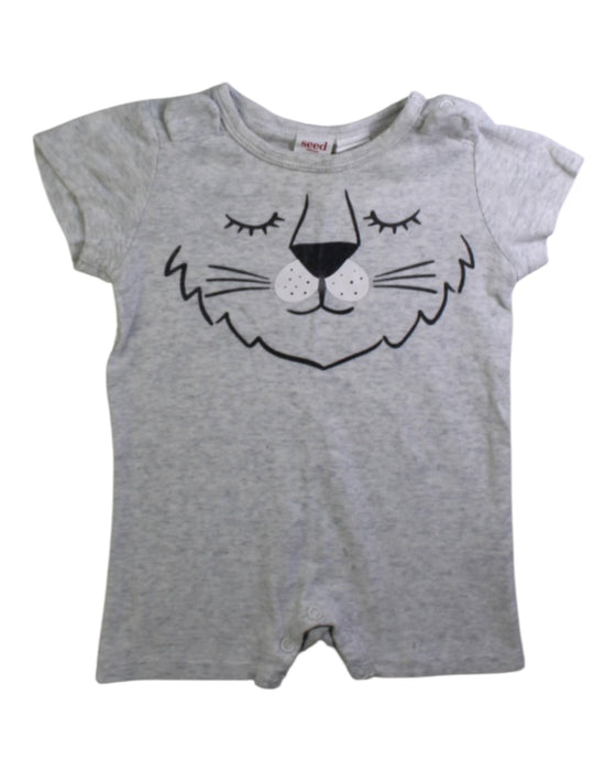 A Grey Short Sleeve Rompers from Seed in size 3-6M for neutral. (Front View)