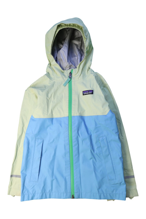 A Blue Rain Jackets from Patagonia in size 5T for boy. (Front View)