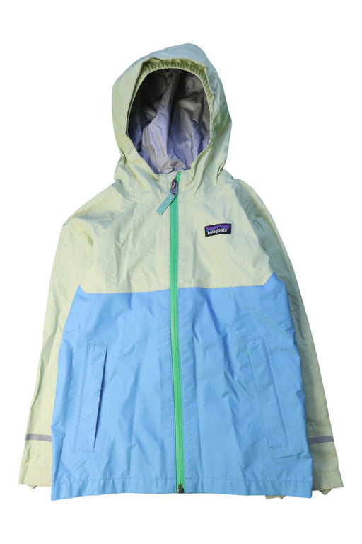 A Blue Rain Jackets from Patagonia in size 5T for boy. (Front View)