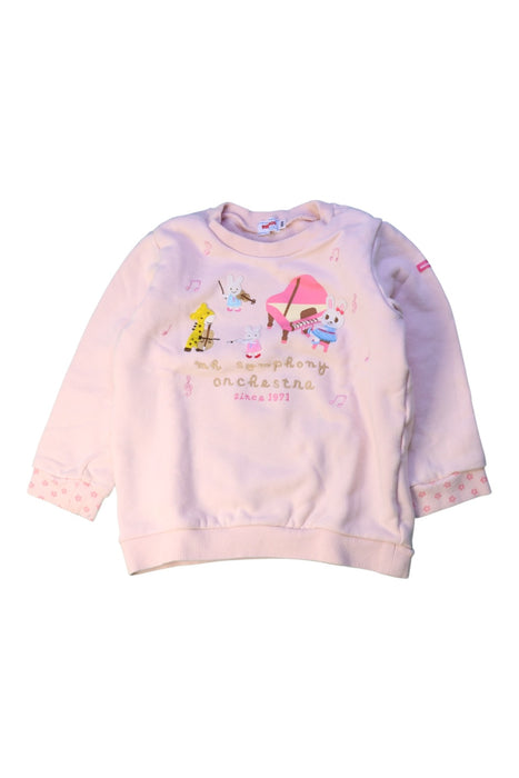 A Pink Crewneck Sweatshirts from Miki House in size 2T for girl. (Front View)
