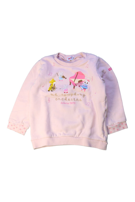 A Pink Crewneck Sweatshirts from Miki House in size 2T for girl. (Front View)