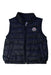 A Navy Outerwear Vests from Moncler in size 3T for girl. (Front View)