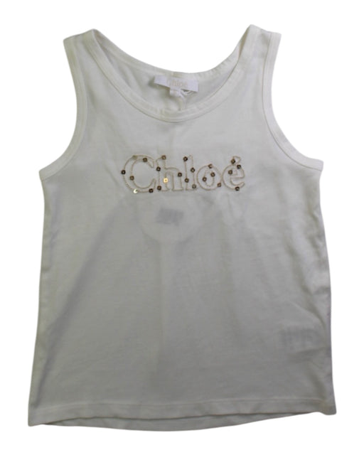 A White Sleeveless Tops from Chloe in size 6T for girl. (Front View)