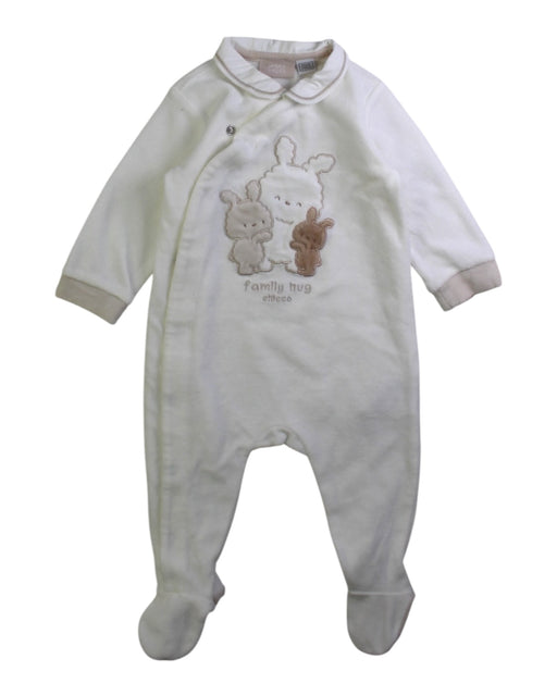 A White Onesies from Chicco in size 0-3M for neutral. (Front View)