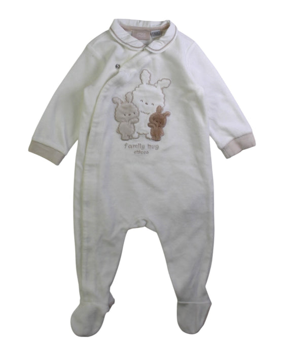 A White Onesies from Chicco in size 0-3M for neutral. (Front View)