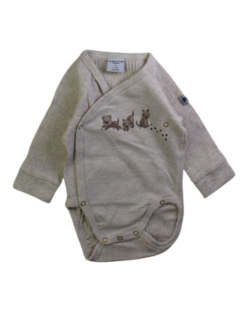A Beige Long Sleeve Bodysuits from Polarn O. Pyret in size 0-3M for neutral. (Front View)