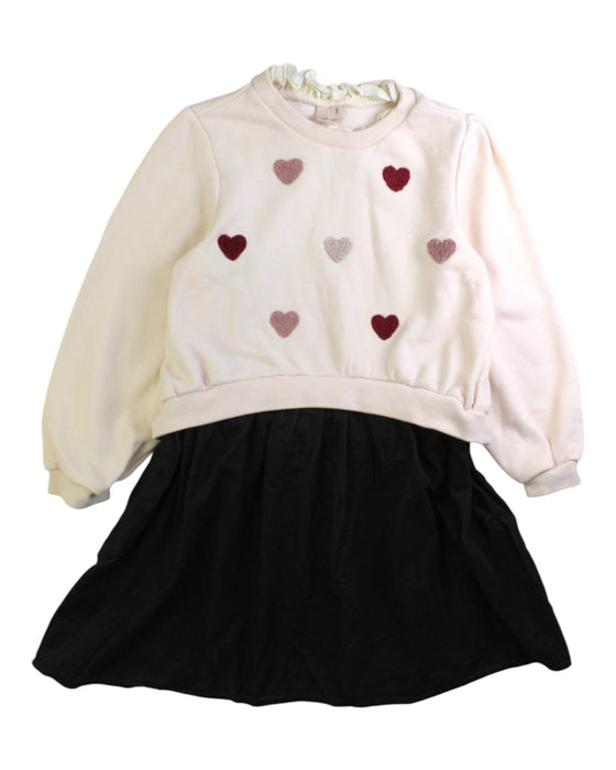 A Pink Long Sleeve Dresses from Petit Main in size 5T for girl. (Front View)