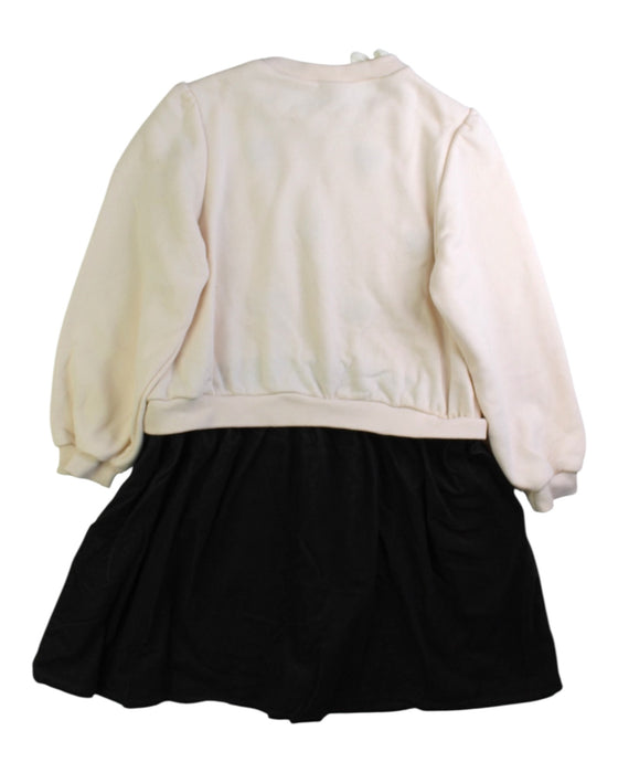 A Pink Long Sleeve Dresses from Petit Main in size 5T for girl. (Back View)