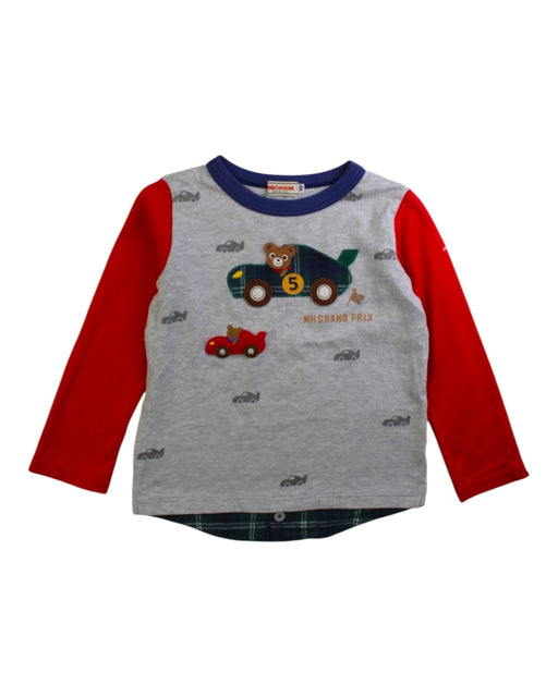 A Grey Long Sleeve T Shirts from Miki House in size 2T for boy. (Front View)