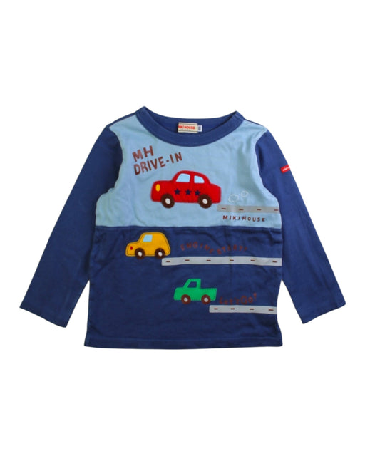 A Blue Long Sleeve T Shirts from Miki House in size 2T for boy. (Front View)