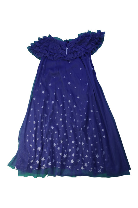 A Blue Sleeveless Dresses from Boden in size 5T for girl. (Back View)
