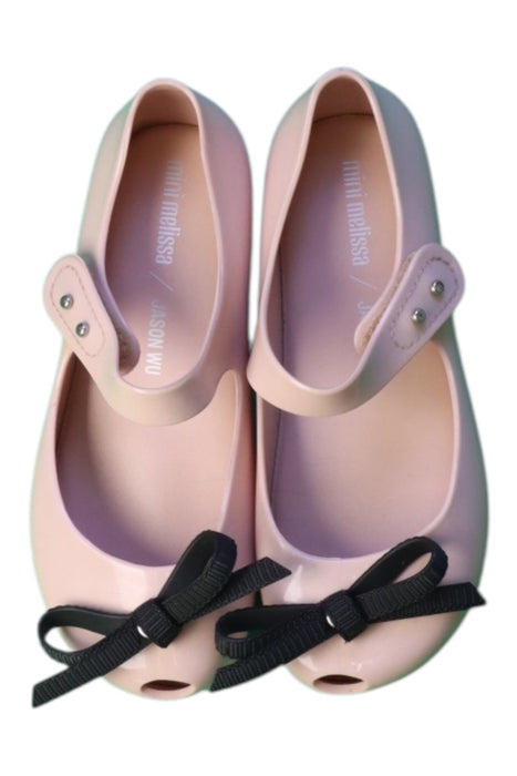 A Pink Flats from Mini Melissa in size 5T for girl. (Back View)