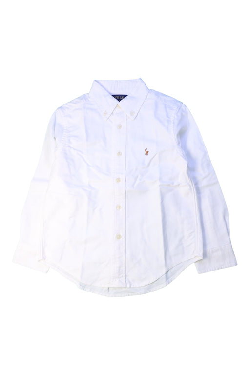 A White Long Sleeve Shirts from Polo Ralph Lauren in size 4T for boy. (Front View)