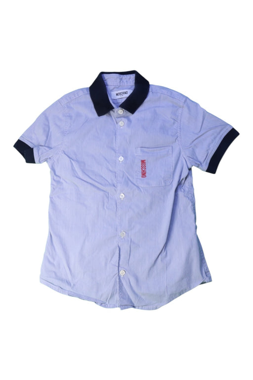 A Blue Short Sleeve Shirts from Moschino in size 6T for boy. (Front View)