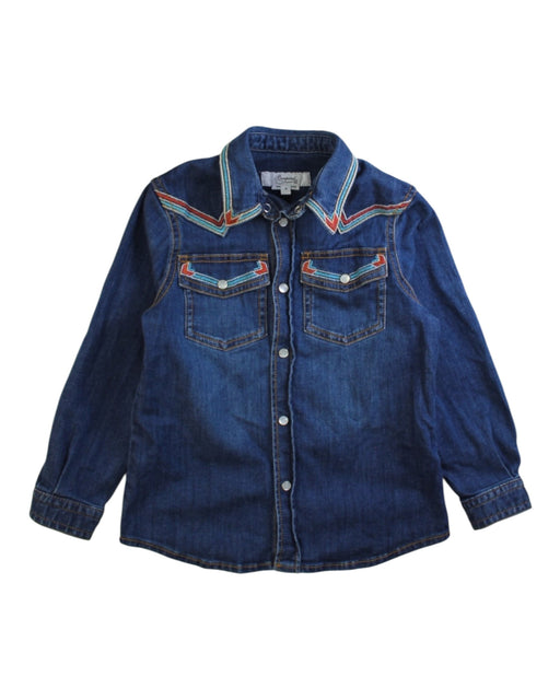 A Blue Long Sleeve Shirts from Bonpoint in size 4T for girl. (Front View)