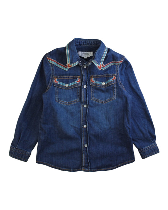 A Blue Long Sleeve Shirts from Bonpoint in size 4T for girl. (Front View)