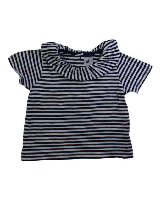 A Navy Short Sleeve Tops from Petit Bateau in size 12-18M for girl. (Front View)