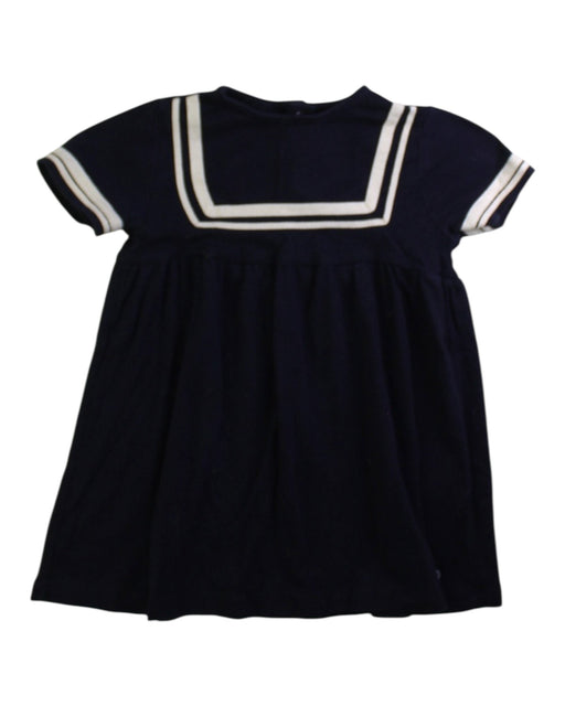 A Navy Short Sleeve Dresses from Petit Bateau in size 12-18M for girl. (Front View)