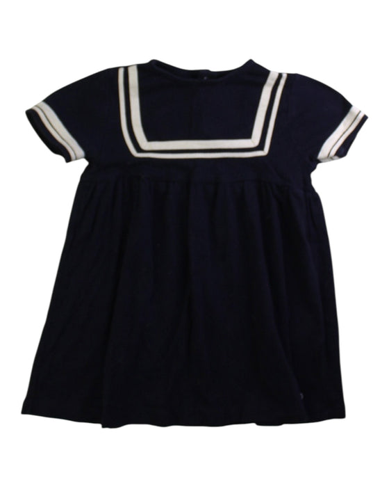 A Navy Short Sleeve Dresses from Petit Bateau in size 12-18M for girl. (Front View)
