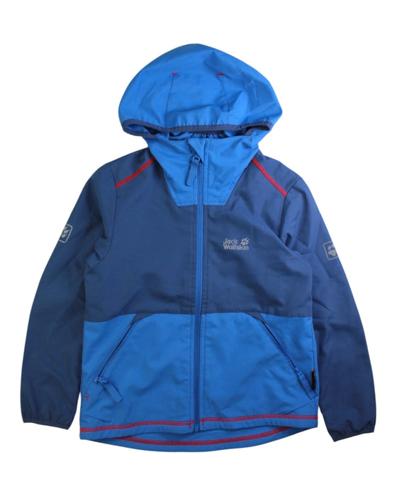 A Blue Rain Jackets from Jack Wolfskin in size 7Y for neutral. (Front View)