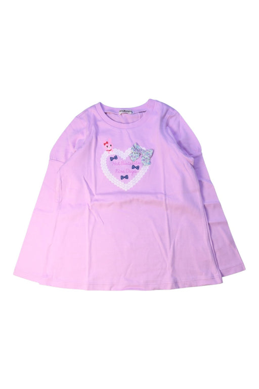A Purple Long Sleeve Tops from Miki House in size 5T for girl. (Front View)