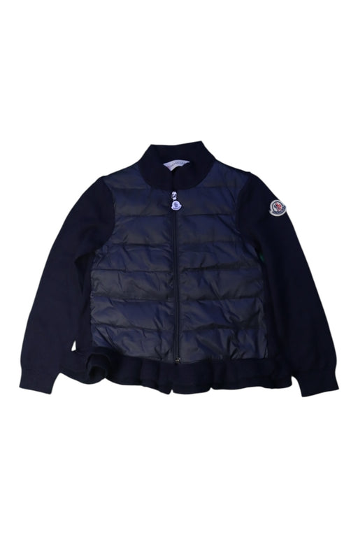 A Navy Puffer/Quilted Jackets from Moncler in size 3T for girl. (Front View)