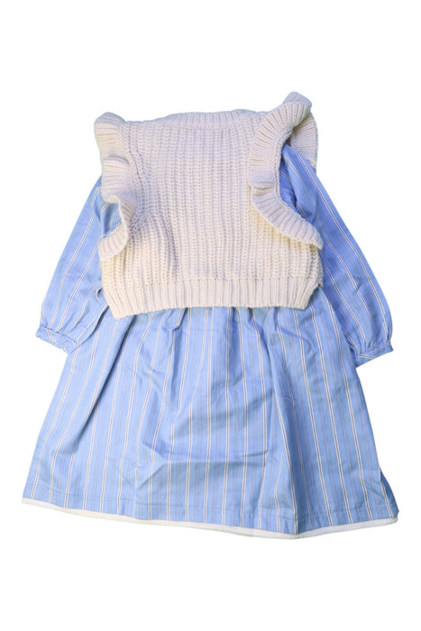 A Blue Dress Sets from Petit Main in size 2T for girl. (Back View)