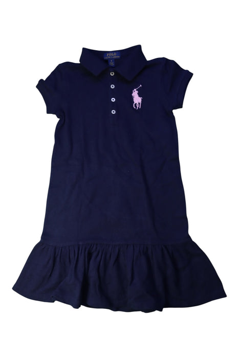 A Navy Short Sleeve Dresses from Polo Ralph Lauren in size 5T for girl. (Front View)