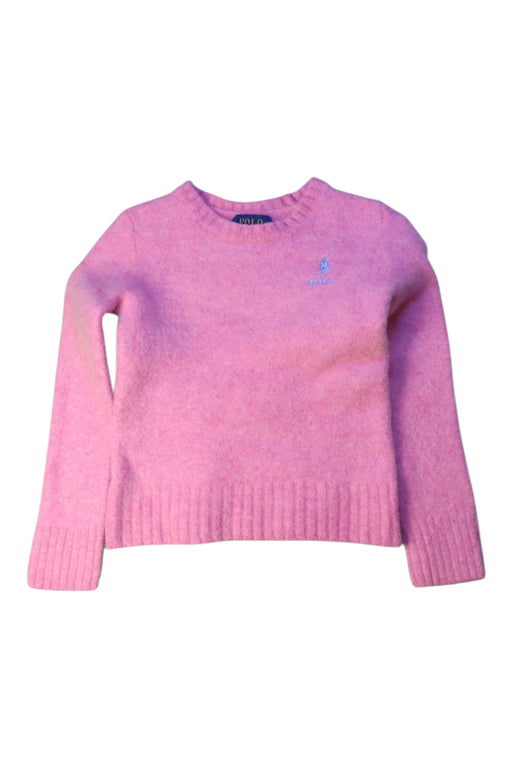 A Pink Knit Sweaters from Polo Ralph Lauren in size 7Y for girl. (Front View)