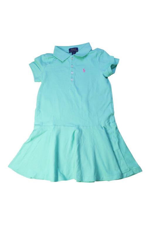 A Teal Short Sleeve Dresses from Polo Ralph Lauren in size 5T for girl. (Front View)