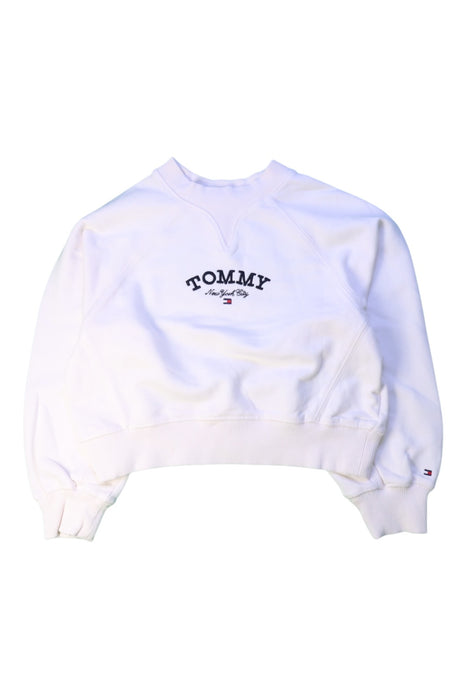 A White Crewneck Sweatshirts from Tommy Hilfiger in size 6T for girl. (Front View)