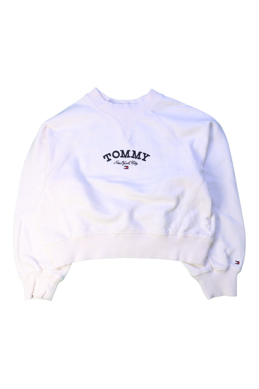 A White Crewneck Sweatshirts from Tommy Hilfiger in size 6T for girl. (Front View)