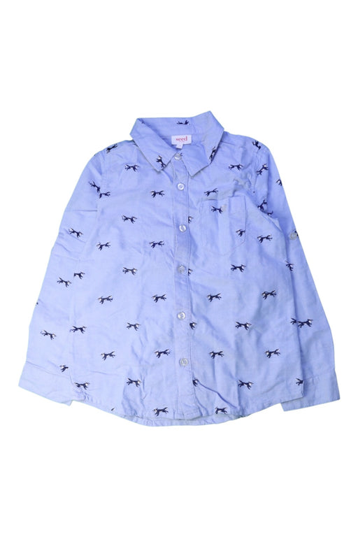 A Blue Long Sleeve Shirts from Seed in size 7Y for boy. (Front View)
