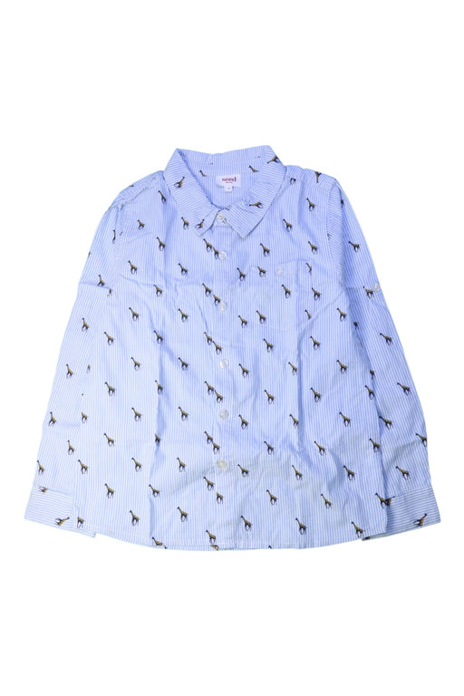 A Blue Long Sleeve Shirts from Seed in size 8Y for boy. (Front View)