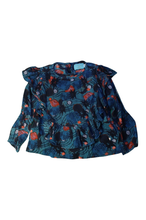 A Blue Long Sleeve Tops from Lulaland in size 6T for girl. (Front View)