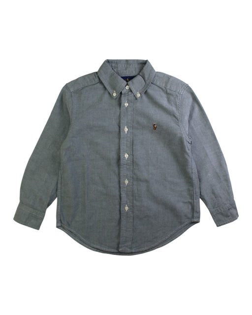 A Blue Long Sleeve Shirts from Ralph Lauren in size 4T for boy. (Front View)