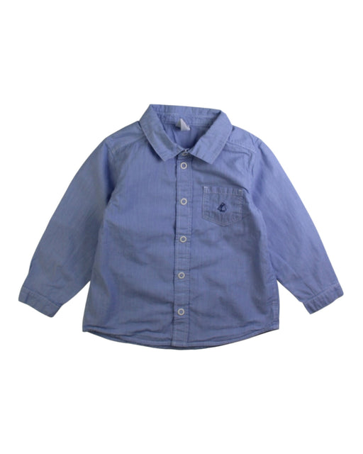 A Blue Long Sleeve Shirts from Petit Bateau in size 18-24M for boy. (Front View)
