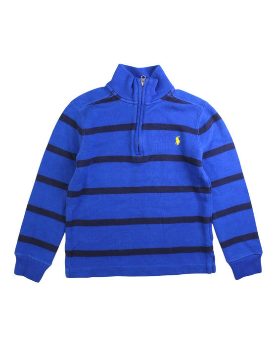 A Blue Zippered Sweatshirts from Polo Ralph Lauren in size 5T for boy. (Front View)