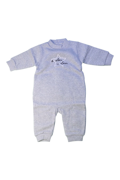 A Grey Long Sleeve Rompers from Agnes b. in size 0-3M for neutral. (Front View)