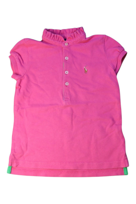 A Pink Short Sleeve Polos from Ralph Lauren in size 4T for girl. (Front View)