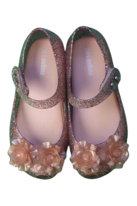 A Pink Flats from Mini Melissa in size 4T for girl. (Back View)